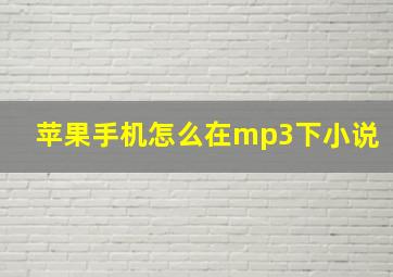 苹果手机怎么在mp3下小说