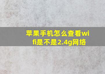 苹果手机怎么查看wifi是不是2.4g网络