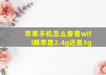 苹果手机怎么查看wifi频率是2.4g还是5g