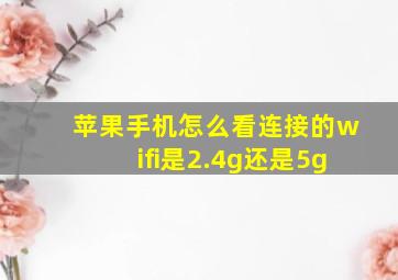 苹果手机怎么看连接的wifi是2.4g还是5g