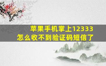 苹果手机掌上12333怎么收不到验证码短信了