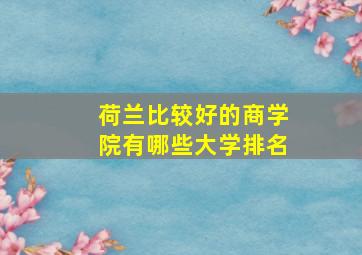 荷兰比较好的商学院有哪些大学排名