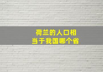 荷兰的人口相当于我国哪个省