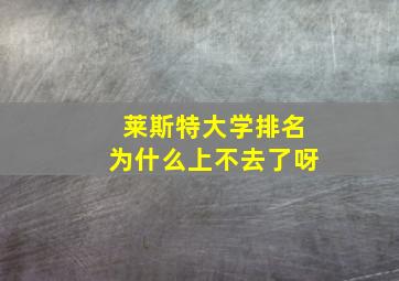 莱斯特大学排名为什么上不去了呀