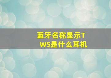 蓝牙名称显示TWS是什么耳机