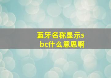 蓝牙名称显示sbc什么意思啊