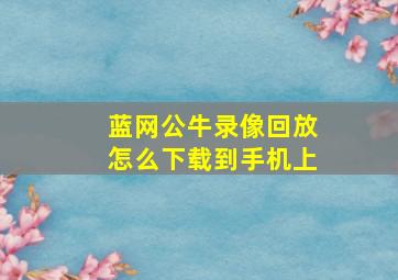 蓝网公牛录像回放怎么下载到手机上