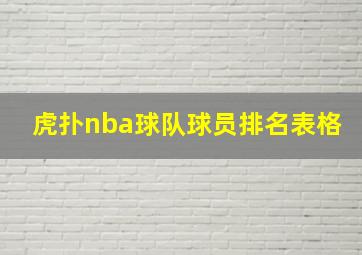 虎扑nba球队球员排名表格