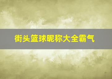 街头篮球昵称大全霸气