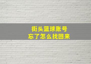 街头篮球账号忘了怎么找回来