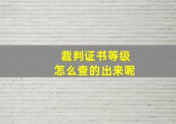 裁判证书等级怎么查的出来呢