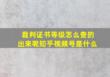 裁判证书等级怎么查的出来呢知乎视频号是什么