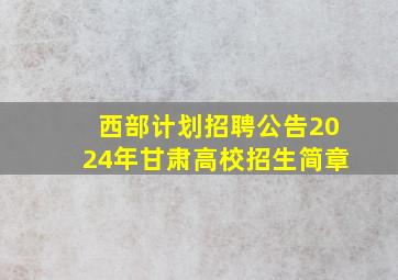 西部计划招聘公告2024年甘肃高校招生简章