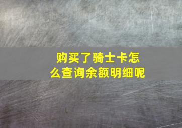 购买了骑士卡怎么查询余额明细呢