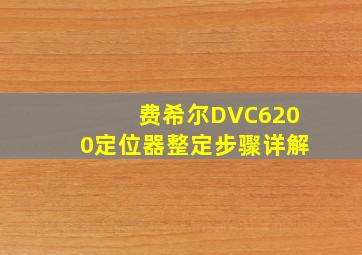 费希尔DVC6200定位器整定步骤详解