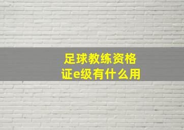 足球教练资格证e级有什么用