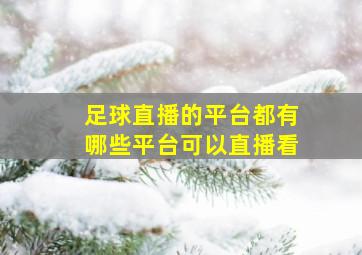 足球直播的平台都有哪些平台可以直播看