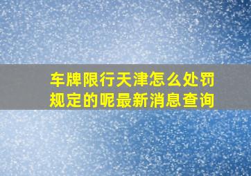 车牌限行天津怎么处罚规定的呢最新消息查询