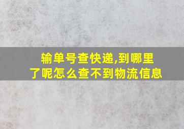 输单号查快递,到哪里了呢怎么查不到物流信息