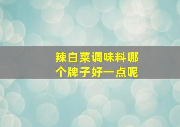 辣白菜调味料哪个牌子好一点呢