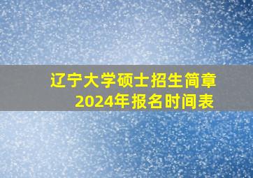 辽宁大学硕士招生简章2024年报名时间表