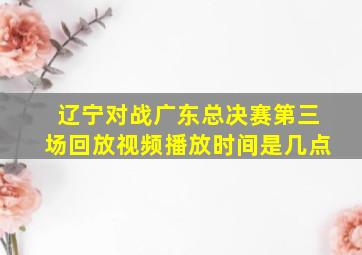 辽宁对战广东总决赛第三场回放视频播放时间是几点