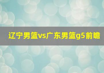 辽宁男篮vs广东男篮g5前瞻