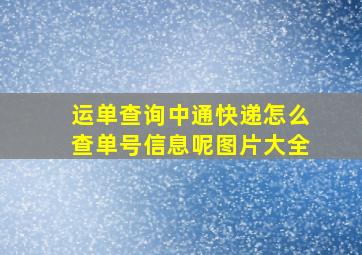 运单查询中通快递怎么查单号信息呢图片大全