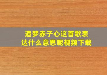 追梦赤子心这首歌表达什么意思呢视频下载