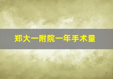 郑大一附院一年手术量