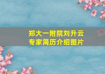 郑大一附院刘升云专家简历介绍图片