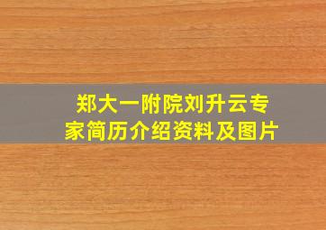 郑大一附院刘升云专家简历介绍资料及图片