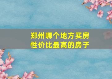 郑州哪个地方买房性价比最高的房子