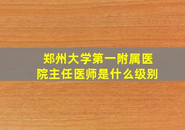 郑州大学第一附属医院主任医师是什么级别