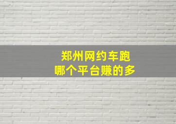 郑州网约车跑哪个平台赚的多