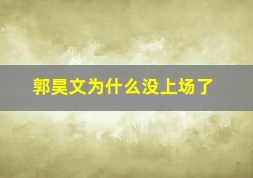 郭昊文为什么没上场了