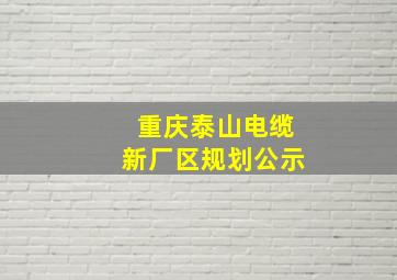 重庆泰山电缆新厂区规划公示