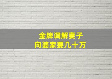 金牌调解妻子向婆家要几十万