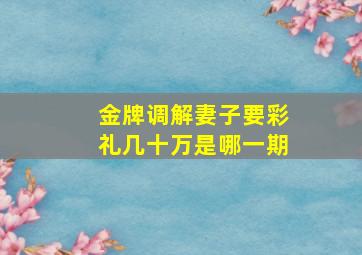 金牌调解妻子要彩礼几十万是哪一期