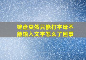 键盘突然只能打字母不能输入文字怎么了回事