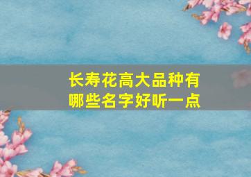 长寿花高大品种有哪些名字好听一点