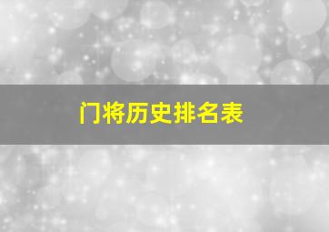 门将历史排名表