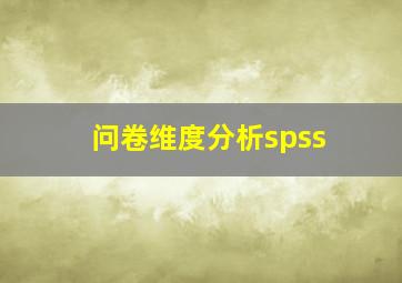 问卷维度分析spss