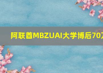 阿联酋MBZUAI大学博后70万