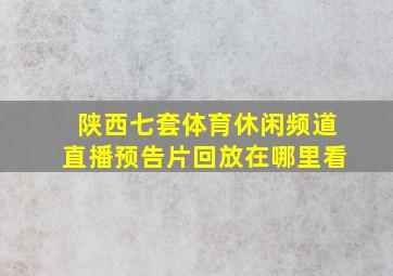 陕西七套体育休闲频道直播预告片回放在哪里看