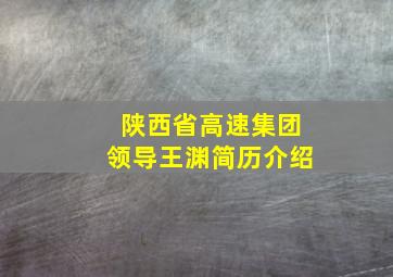 陕西省高速集团领导王渊简历介绍