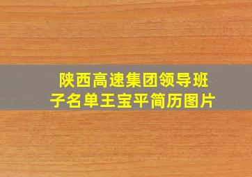 陕西高速集团领导班子名单王宝平简历图片