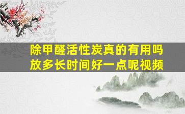 除甲醛活性炭真的有用吗放多长时间好一点呢视频