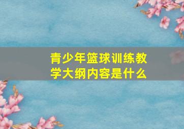 青少年篮球训练教学大纲内容是什么