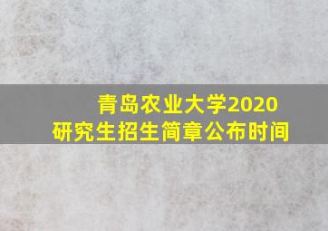 青岛农业大学2020研究生招生简章公布时间